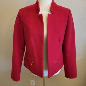 Chico’s Red No Button Leopard Lined Jacket/Blazer Chico's Size 0
